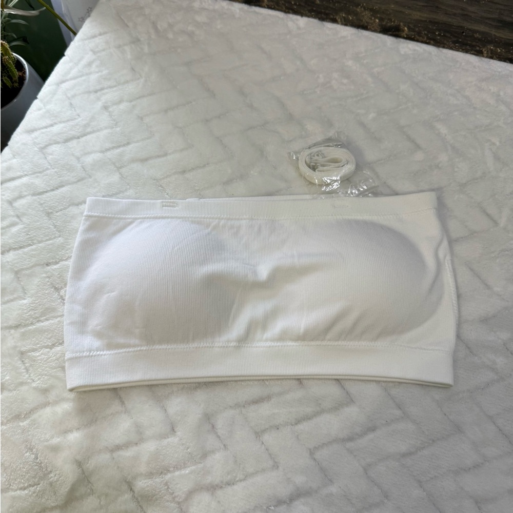New $14 No Boundaries Walmart Bandeau Tube Bra Top Bralette Ribbed White L